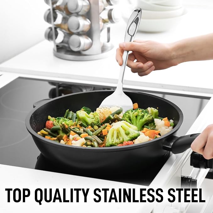 Zulay Kitchen Stainless Steel Spatula Turner | 14.8” Heat-Resistant Solid Turner for Cooking, Frying & Grilling - Durable, Rust-Proof & Dishwasher Safe Kitchen Utensil