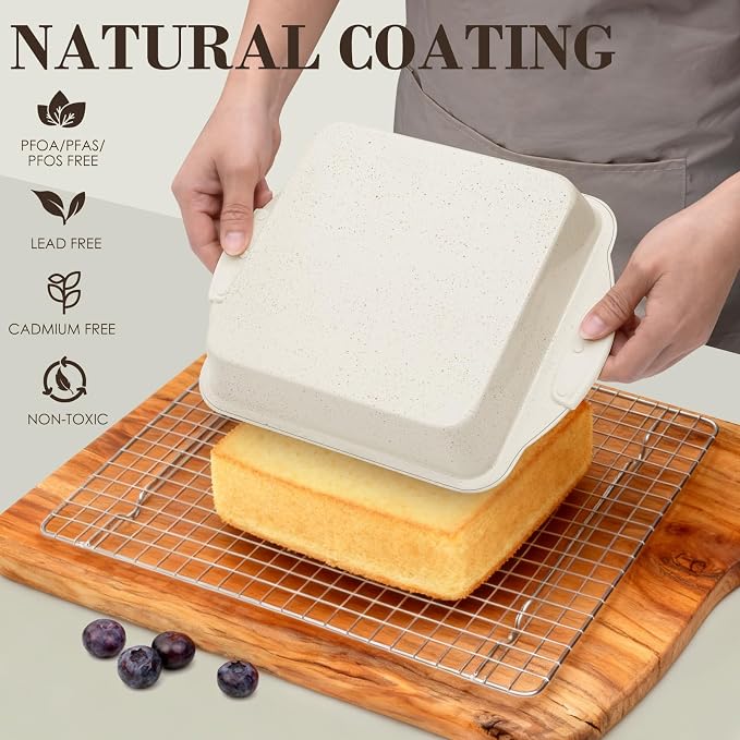 Baking Pans Set Nonstick, Stackable Bakeware Sets with Silicone Handles, AIVIKI 22 Pieces Oven Pan for Cooking Including Baking Cookie Sheet with Rack, Roast Pan, Cake Pan, Loaf Pan, Muffin Pan, Cream