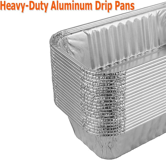 BBQ Future 20-Pack Aluminum Foil BBQ Grease Grill Drip Pans Replacement for Char-Broil 9328812P06, 7" L x3.5 W x1.5 D | Replacement for Char-Broil 9328812P06, 7" L x3.5 W x1.5 D