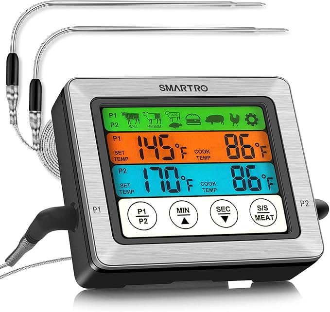 ST54 Dual Probe Digital Meat Thermometer with Timer Mode | Commercial-Grade Probes for Cooking Food Kitchen Oven BBQ Grill