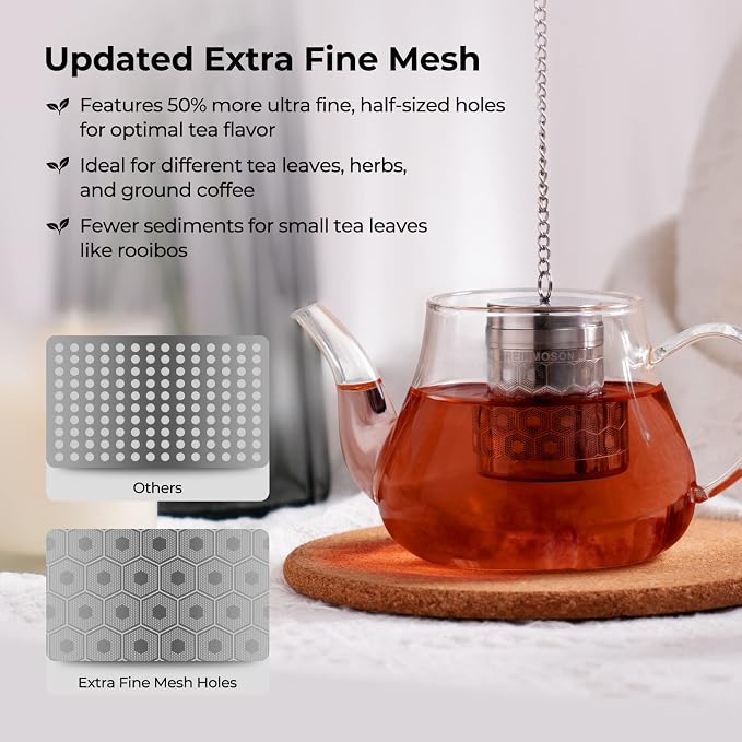 Extra Fine Mesh Tea Infuser for Loose Leaf Tea Steeper 1.5”x2.2” | 304 Stainless Steel Tea Strainers & Filters for Loose Tea, Updated Slim Threaded Lid Tea Ball for Mug, Cup, Teapot, Kettle