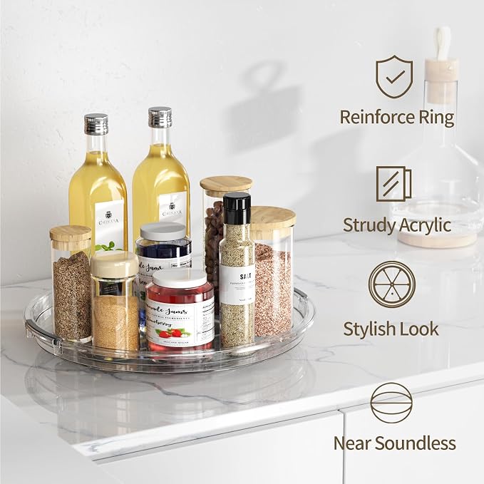 LAMU 3 Pack 12'' Lazy Susan Organizer Turntable for Cabinet, Pantry Organizers and Storage, Rotating Condiment Organizer for Kitchen, Table Top, Fridge, Countertop, Spice Organization