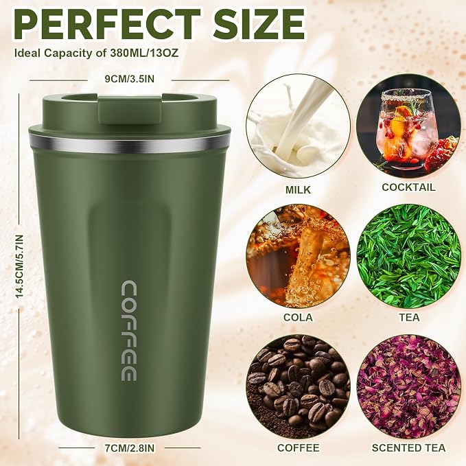 CS COSDDI 12 oz Coffee mug - Stainless Steel Coffee Cup with Leakproof Lid | Stainless Steel Double-wall insulation, 6-Hour Heat Retention, 360°Leak proof, BPA-free, Reusable And To Go Coffee Mug