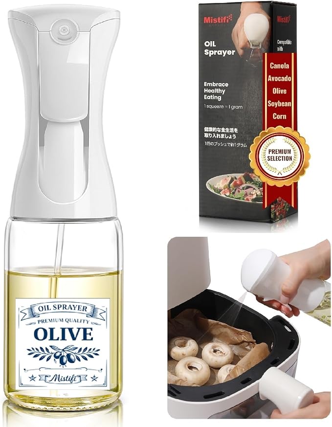 Oil Sprayer 150ml glass bottle. Upgraded Version.Fine Mist Spray Bottle for Air Fryer, Olive Oil, Avocado Oil, Healthy Nonstick Frying, Commercial & Home Kitchen Use (PS88604)