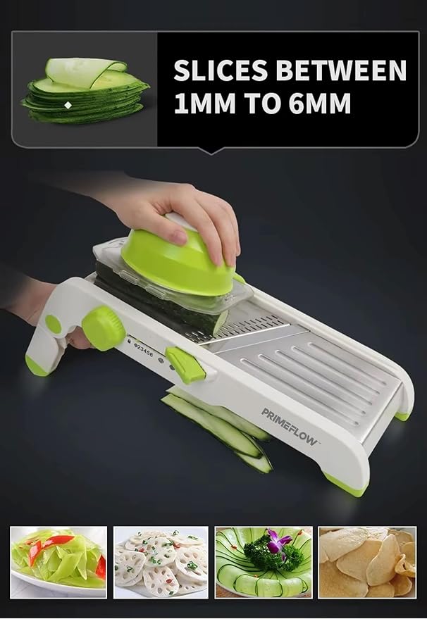 Mandoline Slicer for Kitchen — Adjustable Stainless Steel Vegetable Slicer with Safety Guard | 6 Thickness Settings | Julienne, Slice, Dice & Crinkle Cut | Compact & Foldable Food Slicer