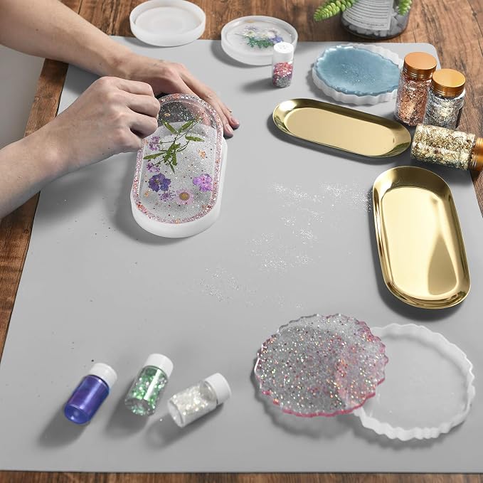 Sapid Large Silicone Sheet for Crafts Silicone Mat for Resin Art Painting | Extra Thick Jewelry Casting Mats, Nonstick Nonslip for Epoxy Resin, Art Painting, Heat-Resistant Counter Mat 20"x27.9", Gray