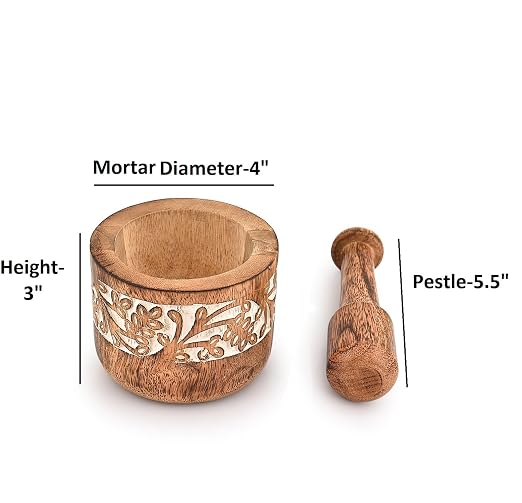Mortal & Pestle Mango Wood Natural Wooden Mortar & Pestle Mixing Grinder Set Pill Crusher Kitchen Utensils Housewarming Gift