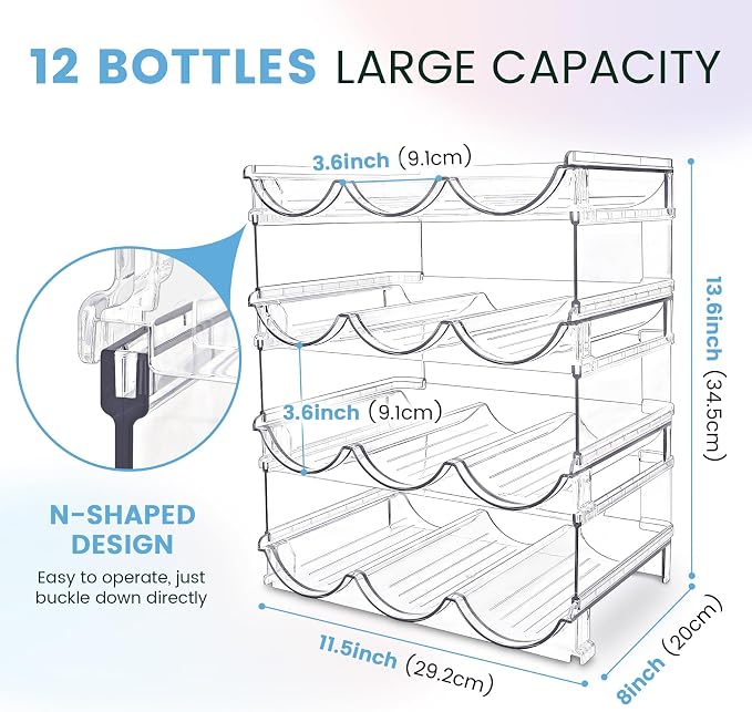 spospo Water Bottle Organizer for Cabinet 4 Pack Water Bottle Holder | Plastic Water Bottle Organization and Storage Shelf, Tumbler Organizer for Cabiner, Fridge, Kitchen, Desktop, Pantry