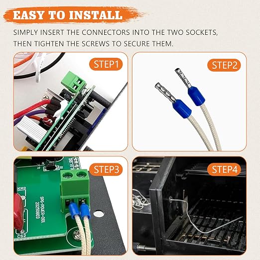 Temperature Probe Sensor, Replacement for Traeger Digital Thermostat Probe, Sensor Thermometer Compatible with Traeger Pellet Grills | Replace BAC216, NOT for PTG Grill, Stainless Steel Waterproof Probe Tip, Fixes ER1 Code Errors, Easy to Install, Plug...