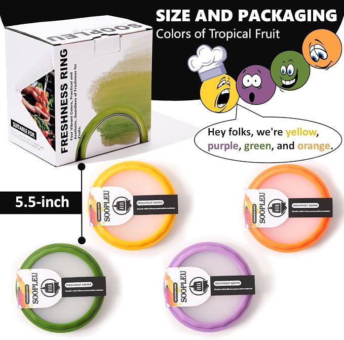 Double-Sided Avocado Saver & Onion Storage, 4Pcs Food Holder | Upgraded Double-Sided Silicone! 4Pcs Avocado Saver & Onion Storage. Keeps garlic, tomato & produce fresh in fridge containers