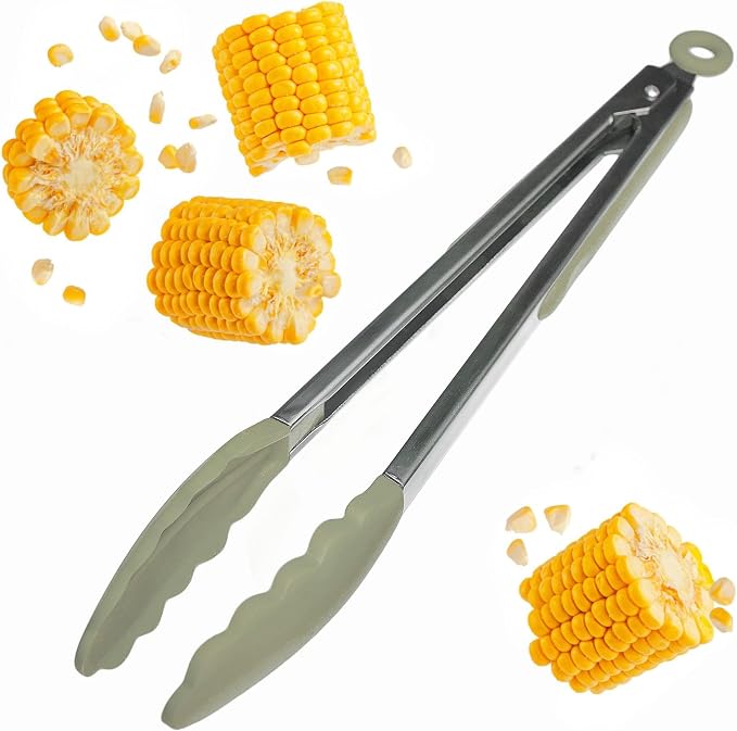 Starpack Get a Grip Silicone Kitchen Tongs (12 Inch) - LFGB Non Toxic, 600°F Heat Resistant, BPA-Free - Heavy-Duty Stainless Steel, Locking - Dishwasher Safe for Nonstick Cookware