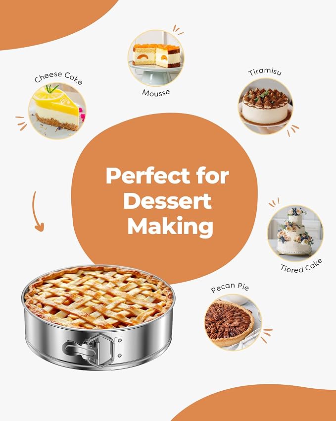 Kootek Cake Pan, Springform Pan with Removable Bottom, 9 Inch, Round | Stainless Steel, 2.6" in Depth, Easy Release Baking Pan, Dishwasher Safe, Oven Safe, Instant Pot Safe, Round Cheesecake Pan