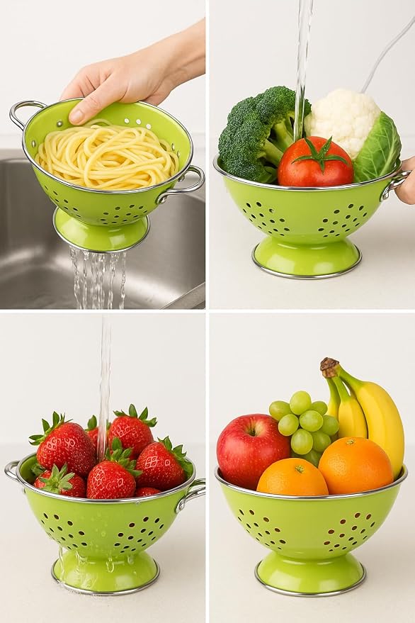 Calypso Basics by Reston Lloyd Powder Coated Enameled Colander, 1 Quart, Lemon