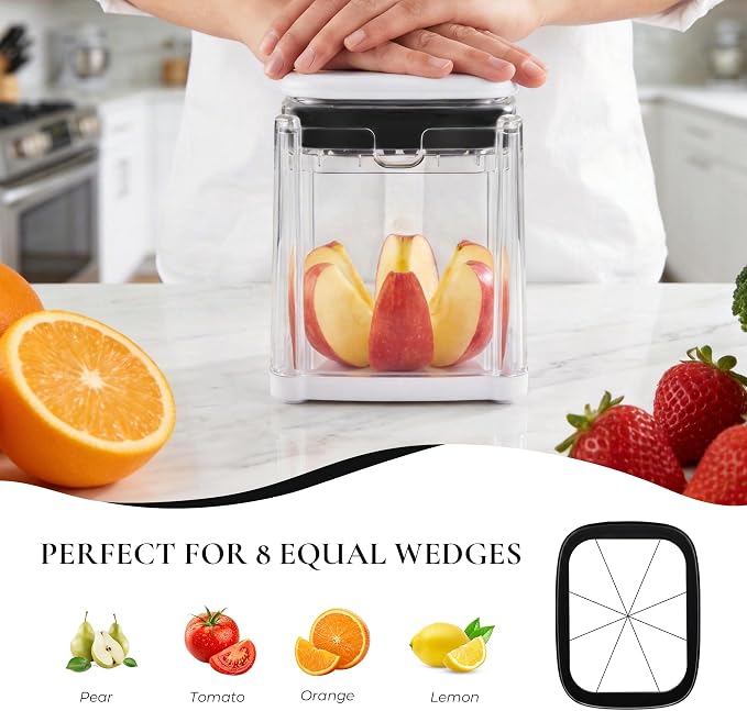 2-in-1 French Fry Cutter Potato Slicer with Container Manual Vegetable Chopper with 2 Blades Potato Cutter for Fries Apple Slicer