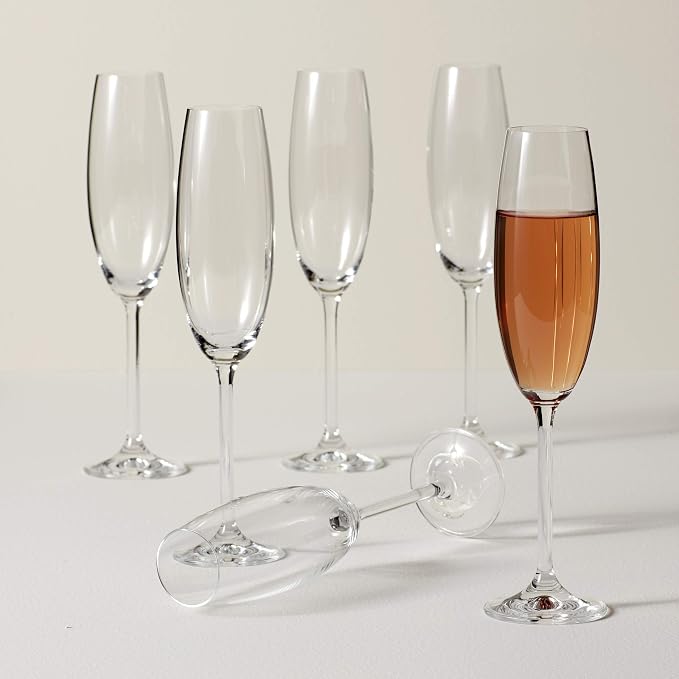 Lenox Tuscany Classics Champagne Flutes, 8oz, Set of 6 | european glass, 8oz capacity, dishwasher safe | 10 inch height | wedding and new year's hosting gift