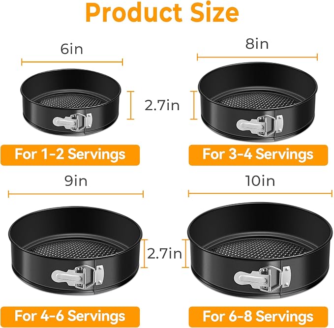 6 Inch Springform Pan, Nonstick Leakproof Mini Cheesecake Pan for Baking, with Removable Bottom, Easy Release & Cleanup