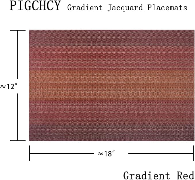 PIGCHCY Placemats Set of 12 Washable Durable Place Mats Vinyl Heat Resistant Non-Slip Table Mats Indoor Outdoor (Scarlet Red)