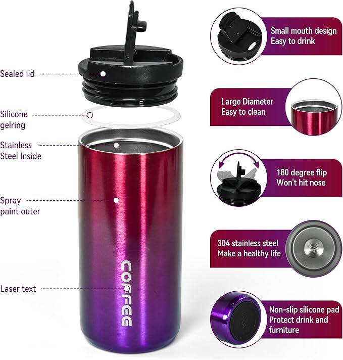 Insulated Coffee Mug 17oz,Travel Coffee Tumbler,Vacuum Insulated Coffee Mug with Leak Proof Screw Lid Coffee Cup for Men and Women for Hot & Cold Drinks