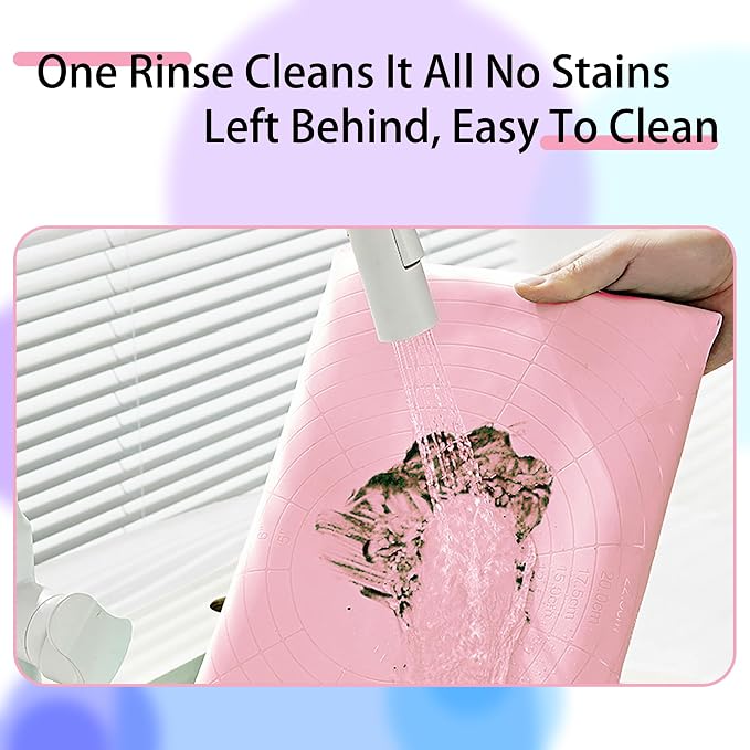 Silicone Pastry Mat 32" x 24", Extra Thick Non-stick Dough Rolling Mat | Anti-slip, Heat Reststant, Dishwasher Safe,With Cable Ties, Crem Scraper, Pastry Brush