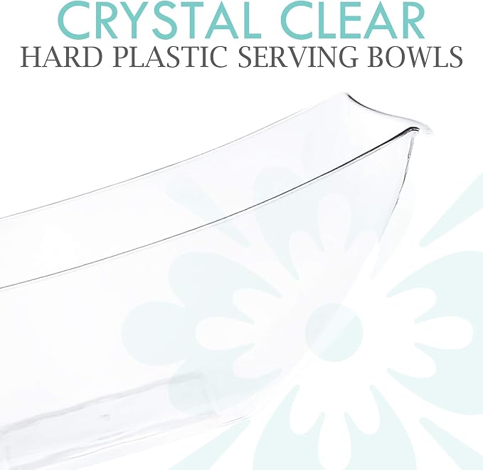PLASTICPRO Disposable 64 ounce Square Serving Bowls, Party Snack or Salad Bowl, Large Plastic Crystal Clear Pack of 4