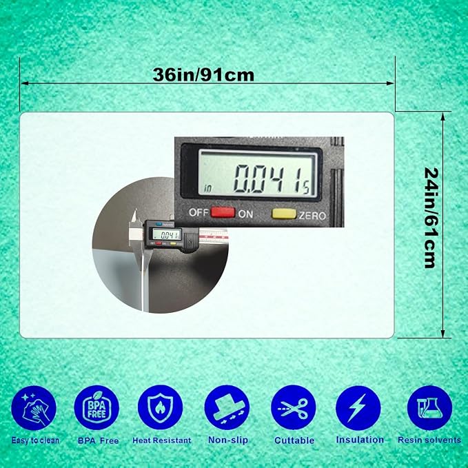 36” x 24”Silicone mat, Large Silicone Heat-Resistant mat, Kitchen countertop Non-Slip mat, Craft Table placemat.(Translucent)