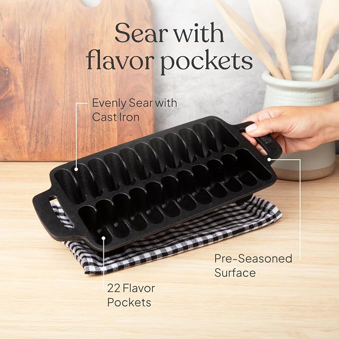 TOMO Cast Iron Shrimp Grill Pan