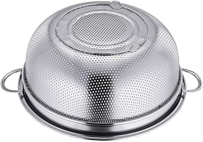 TeamFar Colander, 3qt Stainless Steel Micro-Perforated Colander Strainer | Metal Food Strainer for Draining/Washing/Rinsing Pasta Vegetables Fruits, Healthy, Sturdy & Dishwasher Safe