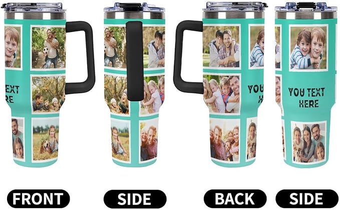 Personalized Tumbler Custom Vacuum Insulated Travel Mug Customizable Coffee Cup with Your Photos and Text Christmas Birthday Gift (40oz Design 2)