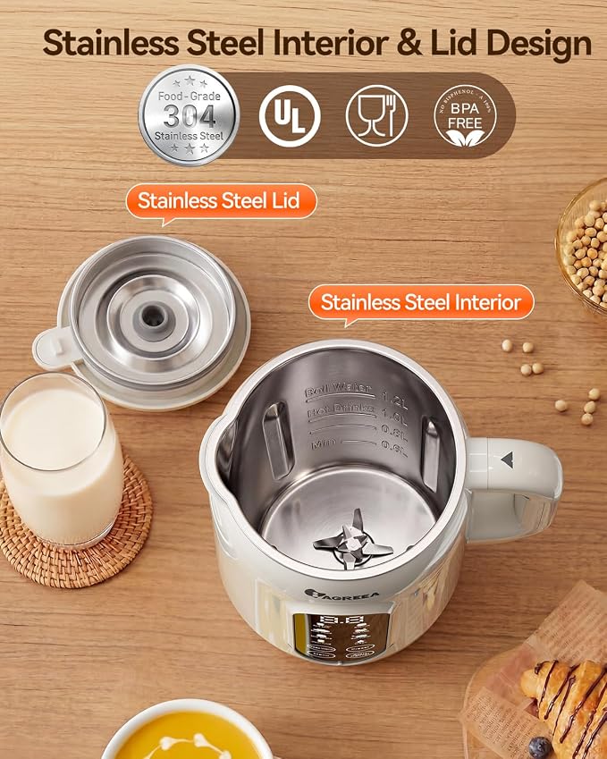 IAGREEA 10-in-1 Nut Milk Maker Machine, 42oz Soy Milk Blender | Large Capacity, No Soak/12H Delay/2H Keep Warm for Homemade Almond/Oat, Juice, Plant-Based & Dairy Free for Family & Party