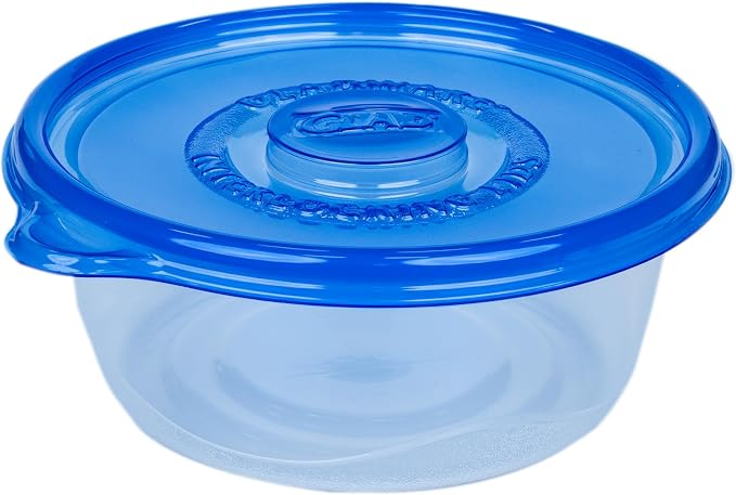 Glad GladWare Big Bowl Food Storage Containers, Large, 48 Oz, 3 Count, 6-Pk | Lock-tight seal for soups, salads, and meal prep in a large round format; microwave and dishwasher safe