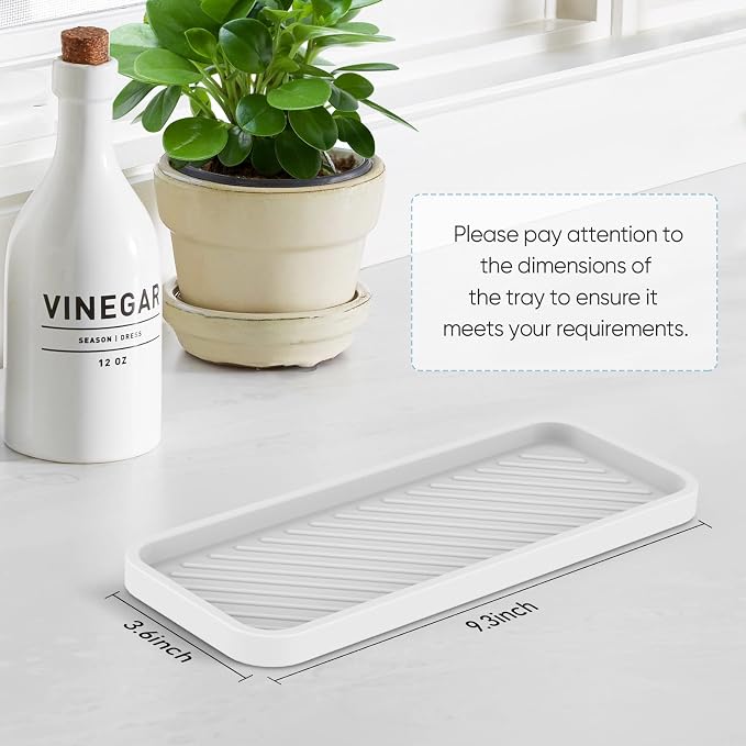 Kitchen Silicone Sink Organizer Tray, Sponge Holder for Sink Caddy（White） | Silicone Soap/Sink/Drip Tray, Kitchen Sink Organizer, Small Mats for Counter, Soap Dish Tray, Dishwashing Accessories
