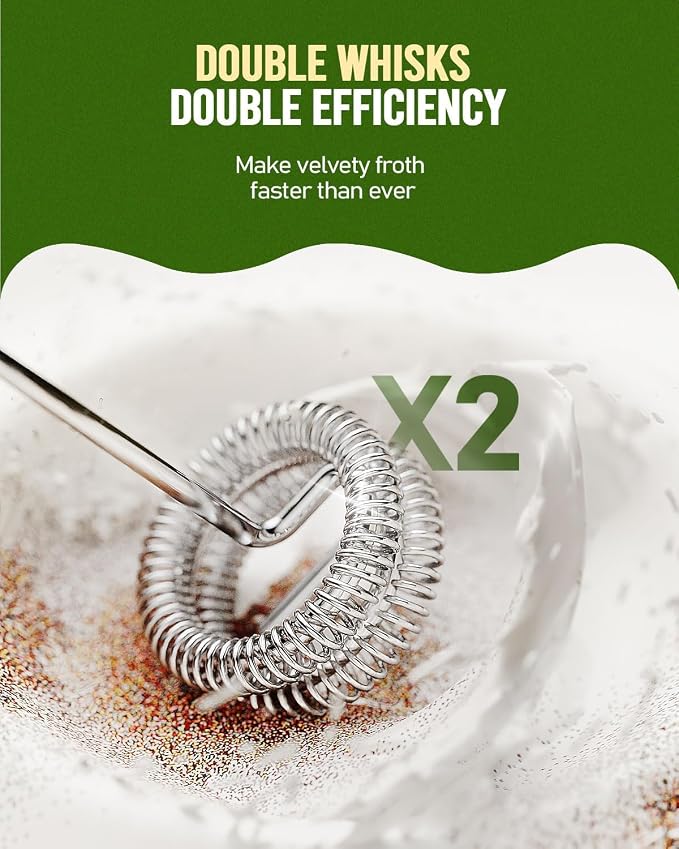Rechargeable Milk Frother Handheld Electric Frother Wand Coffee Foam Maker with 2 Stainless Stee Whisks & 3 Speeds,Drink Mixer Handheld for for Latte, Cappuccino, Hot Chocolate, Matcha, Egg (White)