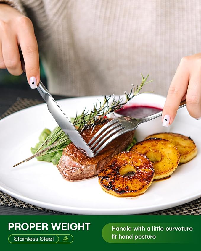 PHILIPALA 65 Piece Silverware Set with Serving Utensils, Stainless Steel Flatware Set for 12 Food Grade Novelty Flatware Cutlery Utensil Set Include Knife Fork Spoon Mirror Polished Dishwasher Safe