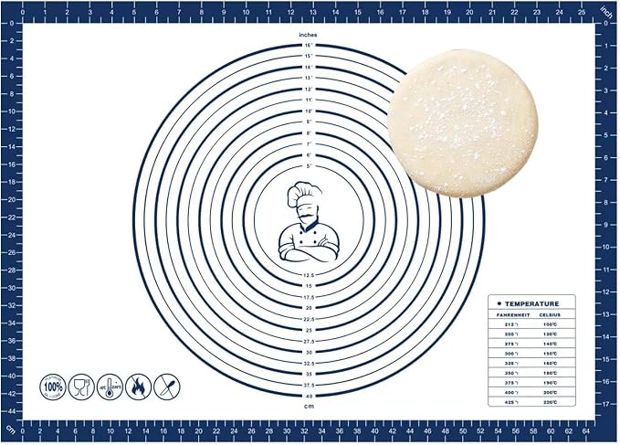 Dough Mat Silicone Baking Mats for Rolling Pastry Kneading Sheet Sourdough Bread Baking Supplies Blue 28x20"0.45mmT