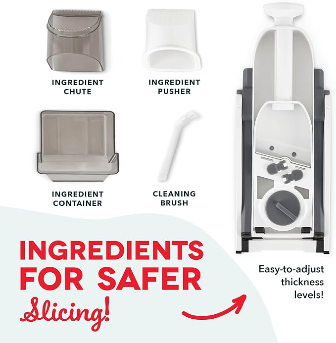 Dash Safe Slice Mandoline Slicer, Adjustable 30+ Combos, Aqua | Vegetable, Potato & Onion slicer, 1-8mm Thickness, Julienne, Matchstick & Dice Cuts, Folds Flat, Stainless Steel Blades