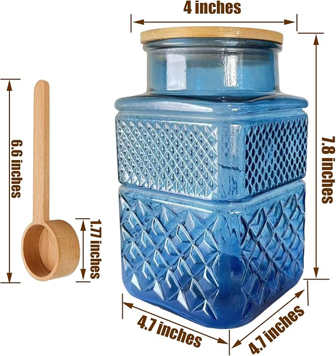 Coriario 60oz Coffee and Sugar Container Set of 2 Glass Canister with Scoop | Vintage Glass Storage Jar with Airtight Lid Spoon Decorative Food Jars