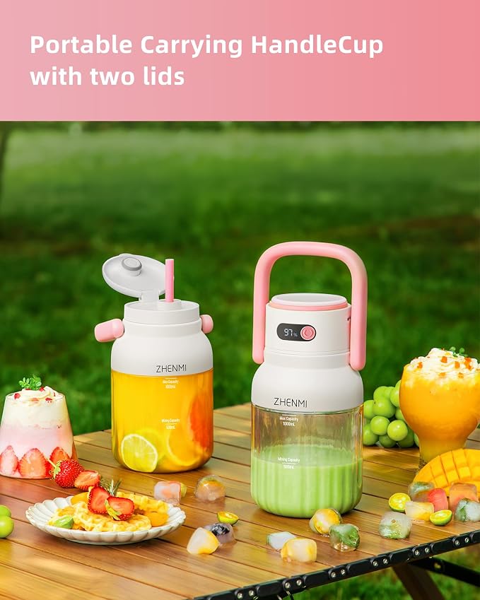 Portable Blender, Personal Blender for Smoothies & Shakes, Cordless, 33oz BPA-Free Vessel, 18000RPM Motor, Leakproof Lid with Sip Spout, USB-C Rechargeable, Easy-to-Clean Parts (Pink)