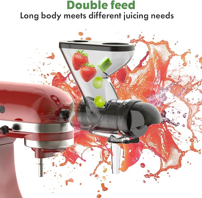 Masticating Juicer Attachment for KitchenAid Stand Mixer | Cold Press Juicer machines with Dual Feed Chute, Slow Masticating Juicer, Attachment for Kitchenaid Mixers