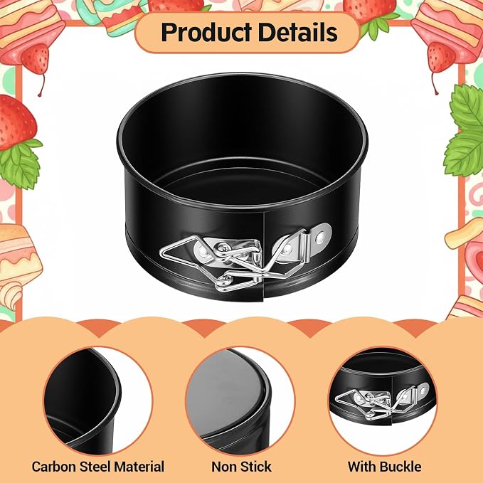 10 Pcs 4 Inch Springform Pan Set, Nonstick Leakproof Mini Cheesecake Pans With Removable Bottom, Round Cake Mold For Baking Mini Cheesecakes, Pizzas, Quiches, Black