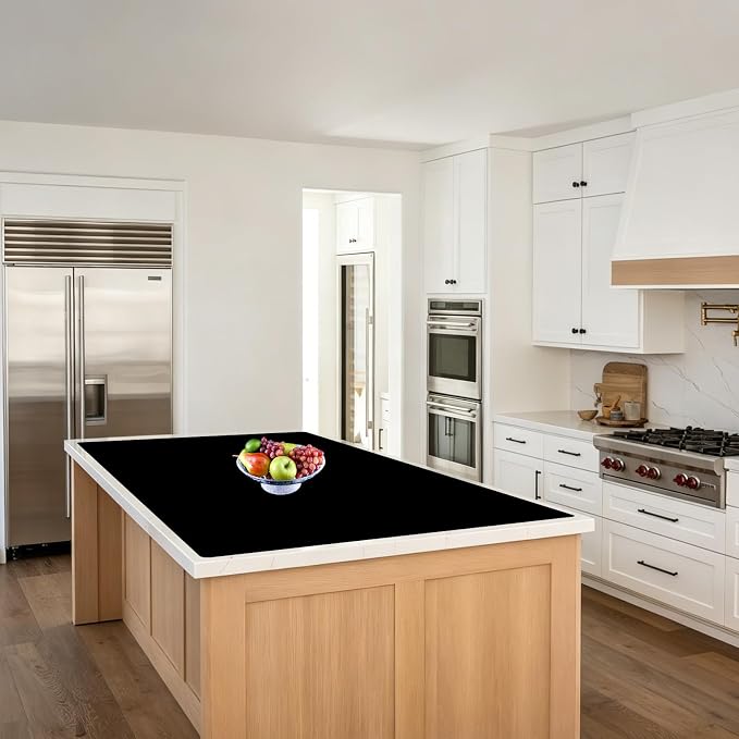 48''x32''(120cmx80cm) Silicone Kitchen Counter Mat, Extra Large Heat Resistant Non-Slip Countertop Protector, Waterproof Multipurpose Mat for Kitchen Island, Black