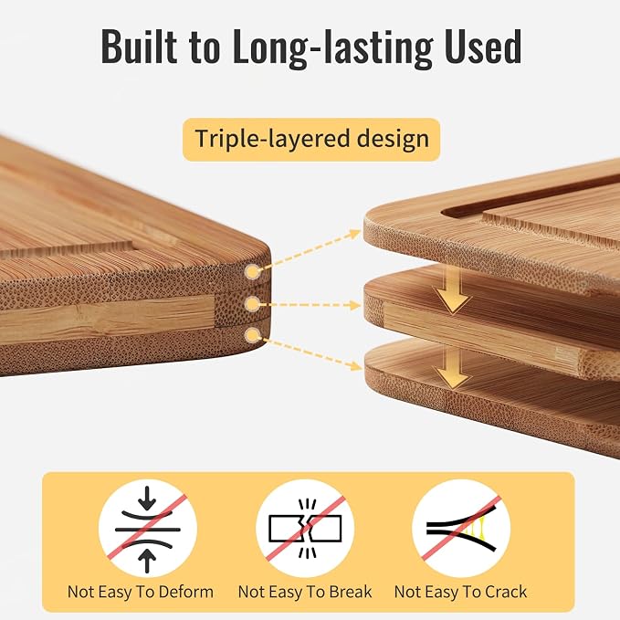 Bamboo Cutting Board Set for Kitchen, Charcuterie Board with Juice Grooves | 3-piece set with storage stand; pre-oiled; deep juice channels; Chopping Board for meat,cheese,vegetables