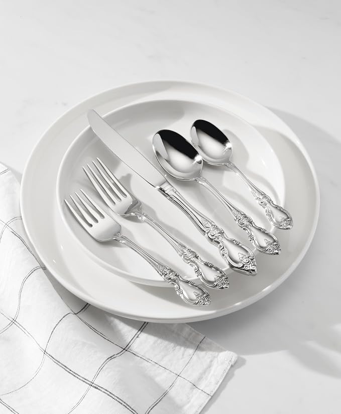 Oneida Louisiana Teaspoons Silverware Set for 4, Flatware | mirror finish, dishwasher safe | cutlery set for kitchen and dining, utensil set, kitchen gifts for women, heavy duty