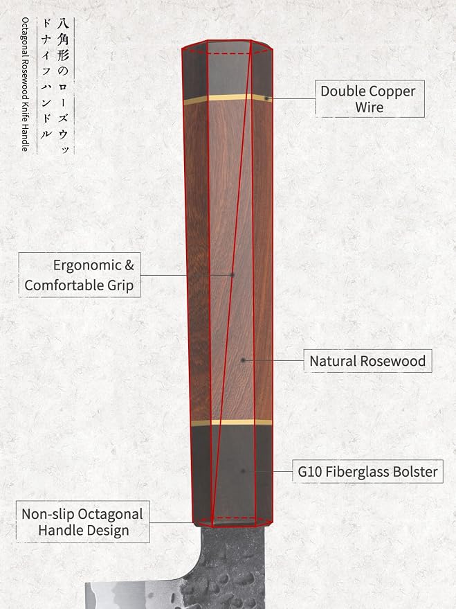HOSHANHO 8 Inch Gyuto Chef Knife, Ultra Sharp Japanese Kitchen Knife | 9 Layers 10Cr15MoV High Carbon Steel Kitchen Knives, Professional Hand Forged Cooking Knife with Ergonomic Rosewood Handle