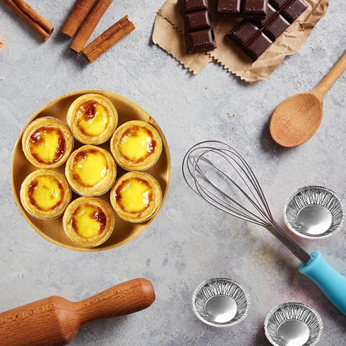 Aluminum Foil Pie Trays, Mini Pie Pans, Disposable Baking Tart Molds, Aluminum Foil Pie Pan for Baking Tart Eggs, Quiche Pie, Caramel Pudding Pie (400 PCS)