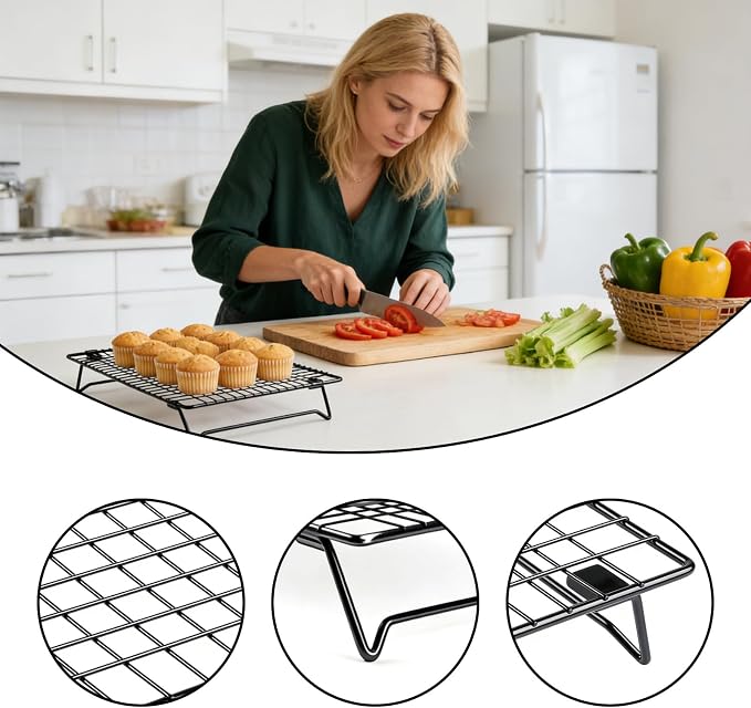 Cooling Racks for Cooking and Baking, Cookie Cooling Rack, 2-Pack with Sizes 16.93X11.02X3.15 Inches & 13.4x9.4x2.36 Inches, Sturdy Baking Cooling Racks for Cookies, Cakes