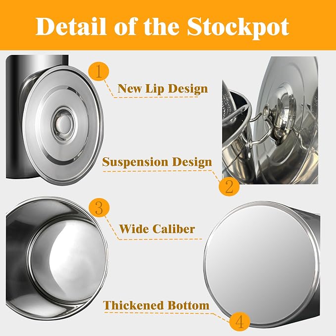 24-Quart Stainless Steel Seafood Stockpot with Basket, Crawfish, Crab, Lobster Boil StockPot, Shrimp Boil Stock Pot with Strainer, Turkey Fryer Pot,27L,7Gallon