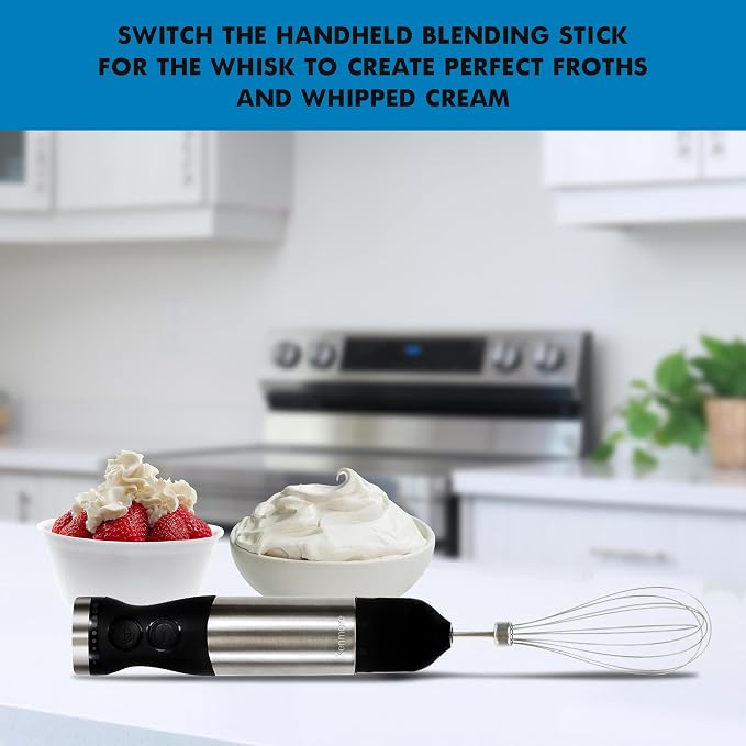 Kenmore Immersion Blender - Handheld Stick Mixer, Electric Hand Blender with Stainless Steel Shaft, Whisk, Variable Speed for Smoothies, Milkshakes, Baby Food, Puree, Batidora de Inmersión