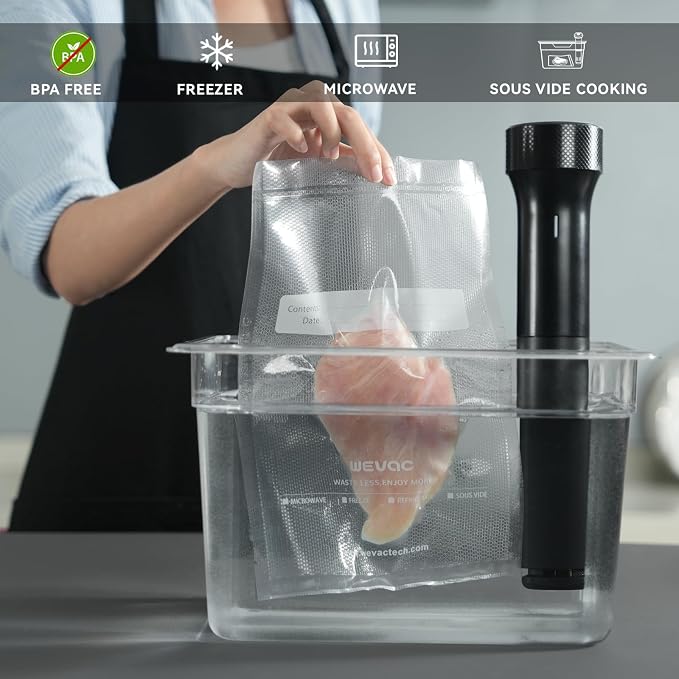 Wevac Vacuum Sealer Bags 6x10" 200 Pint for Food Saver, Suction Channel