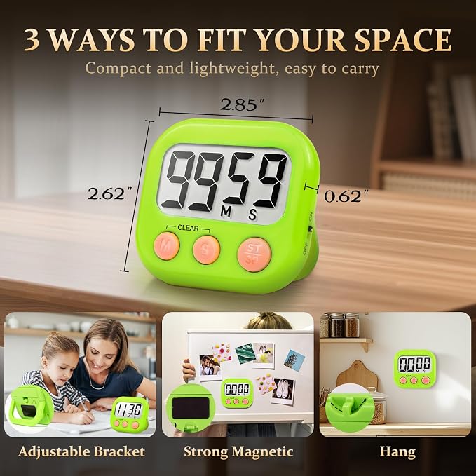 6 Pack Digital Kitchen Timer Small Classroom Timers for Kids Teachers (Orange&Green)
