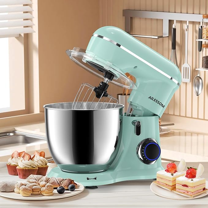 Stand Mixer, 6.5QT Tilt-Head Electric Kitchen Mixer, 10-Speed Household food mixer with 311 Stainless Steel Bowl, Dough Hook, Whisk & Beater, Splash Guard, Ideal for Baking Bread, Cake & Whipping